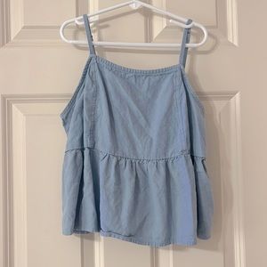 Blue cropped top with tie back